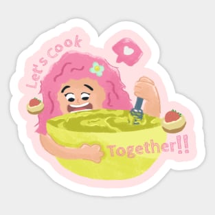 Lets Cook Together Design T-Shirt Sticker